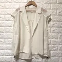 vin ヴァン ノースリーブ シアー ドロスト ベスト オフホワイト　美品 M