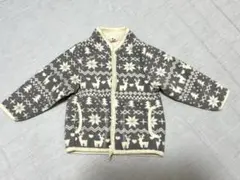 フリースジャケット 100cm グレー 雪の結晶柄