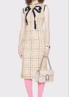 GUCCI リボン付きツイードワンピース