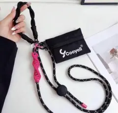 Cooyell スマホショルダーストラップ 黒・ピンク