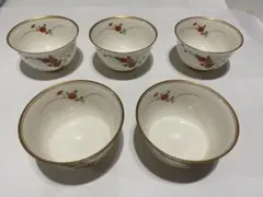 香蘭社 湯呑み 5客 煎茶碗 菊文様 金彩 有田焼 御湯呑揃 和食器