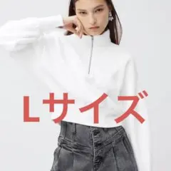 Surimi 様専用GUホワイト ハーフジップ クロップド ショート丈トレーナー