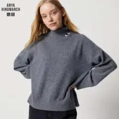 ユニクロ　アニヤハインドマーチ　カシミヤハイネックセーター　グレー