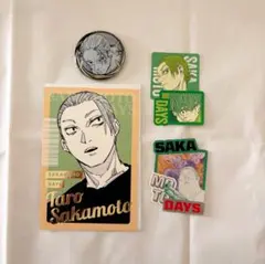 サカモトデイズ　坂本太郎　ダイカットステッカー　箔押しポストカード　ゴル缶