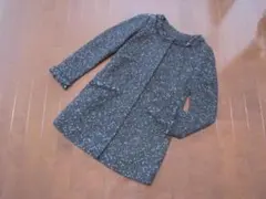 UNIQLO/ユニクロ■黒白ツィード ノーカラーコート M