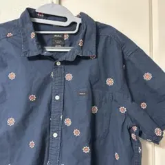 E*4様 RVCA ルーカ 半袖シャツ XL 総柄 花柄 フラワー ネイビー コのサムネイル