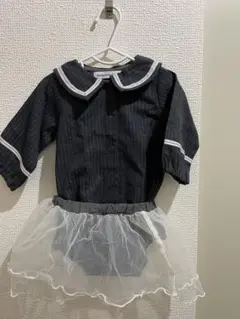 BeBe ストライプ セーラー ロンパース チュールスカート付き(70㎝)