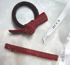 ☆美品☆レア！acca アッカ ポニー＆バレッタ　赤　スワロフスキー　2点セット