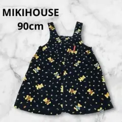 ミキハウス くま 総柄 ジャンパースカート 90cm レトロ