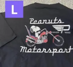 eanuts Motorsport Tシャツ1950年製スヌーピー黒　刺繍半袖Lのサムネイル