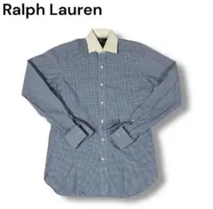 Ralph Lauren チェック柄　長袖シャツ クレリック　バイカラー