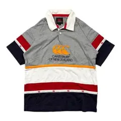 90s CANTERBURY ポロシャツ ビック刺繍ロゴ ボーダー シティボーイのサムネイル