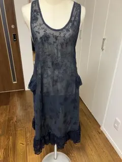 ネイビー花柄エプロン