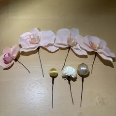 結婚式 髪飾り 和装 胡蝶蘭 金箔 ゴールド 前撮り 色打掛 成人式