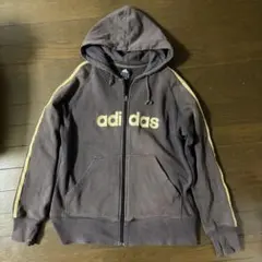 00s adidas 刺繍ロゴ サイドライン ジップパーカー ブラウン Y2Kのサムネイル