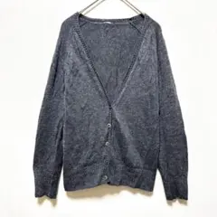 マーガレットハウエル　リネン　Ｖネックカーディガン　グレー　メンズL マーガレットハウエル リネン Vネックカーディガン グレー メンズL