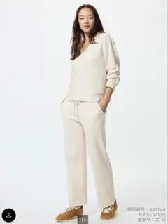 〈セットアップ〉UNIQLO ウォッシャブルニットリブポロセーター・パンツ