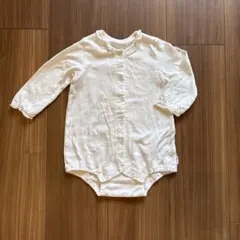 ミキハウス　ホワイトロンパース 長袖 ウサギ刺繍