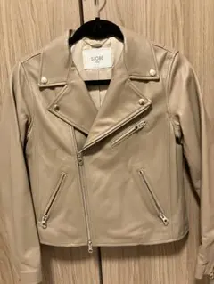 SLOBE IENAベージュ レザーライダースジャケット