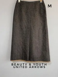 BEAUTY & YOUTH ヘリンボーン ロング タイトスカート M ブラウン