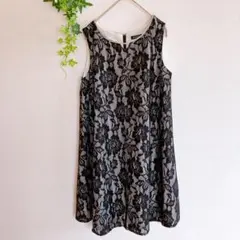 【エンジェリーベ】✳︎ワンピース✳︎総柄✳︎花柄✳︎レース調✳︎ビジュー✳︎裏地付き✳︎膝丈✳︎