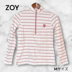良品 ZOY ストライプ ハーフジップシャツ Mサイズ　ゴルフウェア春夏コットン