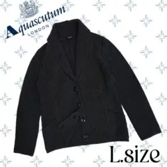 m44〚Aquascutum〛ボタンニットジャケットダークグレーLサイズ