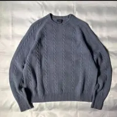 00s old Brooks Brothers ブルー ウールニット ケーブル編