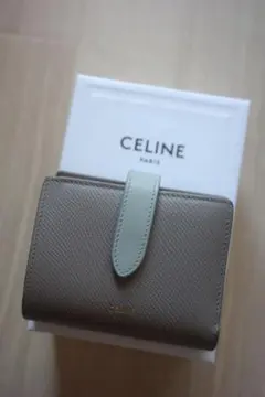 CELINE 二つ折り財布　グレージュ×ブルーグレーのサムネイル