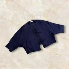 ボールジィ　ジャケット　ショートボレロ　ネイビー　麻リネン　Mサイズ