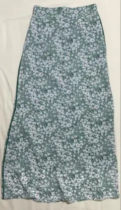 【FRAY I.D】花柄ロングスカート 緑色