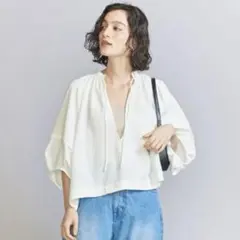 ビューティー&ユース★麻ポリエステルスラブ Vネックチュニック