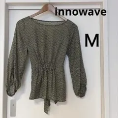 innowave グリーン 花柄 長袖 ブラウス Ｍサイズ