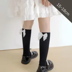 フォーマル ハイソックス キッズ 黒 女の子 靴下 入園式 リボン かわいい