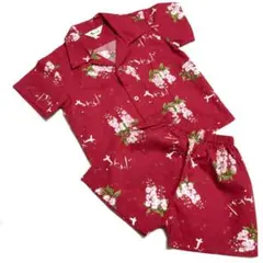 1～2歳用 かりゆしウェア アロハシャツ 上下セット 赤