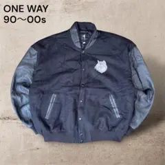【年末年始セール！】ONE WAY スタジャン レザー切替 カナダ製 XL 古着