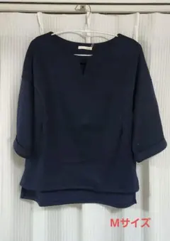 AuieF ネイビー 半袖ブラウス 38サイズ