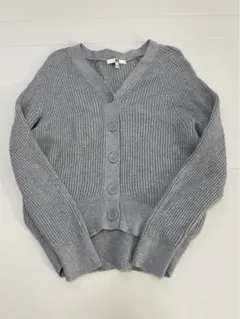 ユニクロ　コットンカシミヤリブリラックスVネックカーディガン　グレー S