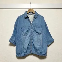 LEPSIM レプシィム スキッパーデニムシャツ 半袖 M ゆったり 羽織り