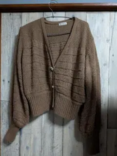 axes femme パールボタン ニットカーディガン ブラウン M