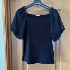 GU 半袖 パフスリーブ Tシャツ ブラック L