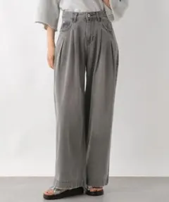 レプシィム LEPSIM Wタックワイドデニム パンツ ブラック M