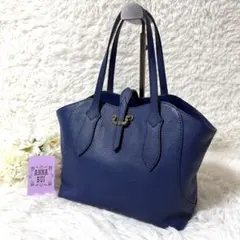 レア美品✨ANNA SUI トートバッグ レザー シボ革 肩掛け ロゴ金具