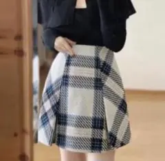 SNIDEL スナイデル☆ロービングチェックミニスカート 0 アイボリー