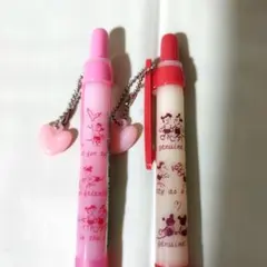 ディズニー　ハート型チャーム付きボールペン2本セット