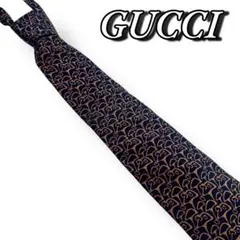 GUCCI 総柄 ネイビー シルク100％ メンズ ネクタイ 7360