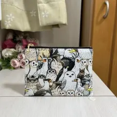 ハシビロコウ 整列 鳥柄 猛禽類 お財布ポーチ ミニポーチ ハンドメイド