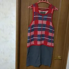 CUBE SUGAR チェック柄 ノースリーブチュニック　Mサイズ