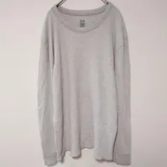 凹凸ワッフル地 春 秋 サーマル シンプル カジュアル 長袖Tシャツ グレー Lのサムネイル