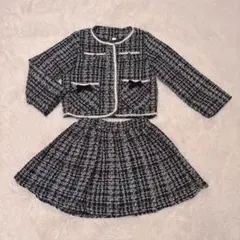 女の子　フォーマル　セットアップ　ツイード　130 入学式　卒園した　リボン